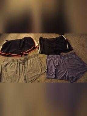 womens Active Shorts Set - Navy, Black, Gray & Purple